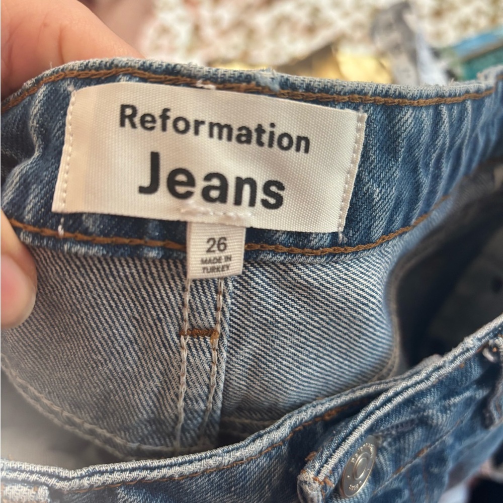 Reformation Cynthia High Rise Straight Jeans Button Fly Colorado Wash Size 26 - Picture 9 of 16